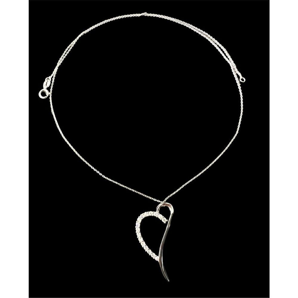 Heart 925 Sterling Silver Charm Pendant and Necklace Set (20 Inch)